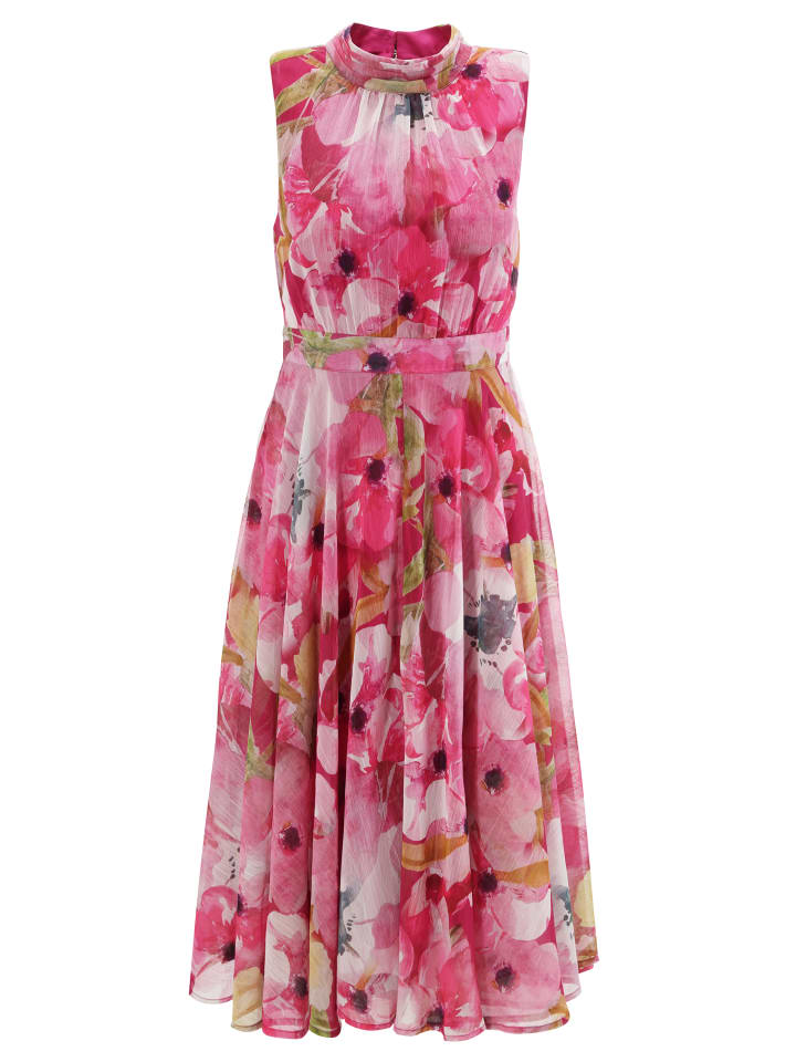 Cocktailkleid in pink-rosa-hellpink-kiwigrün-schwarz-gelb