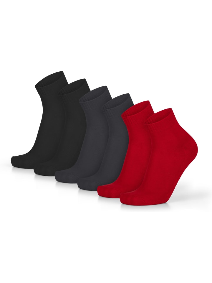 4 Paar Homesocks mit Frotteesohle und ABS in Schwarz/Rot/Grau