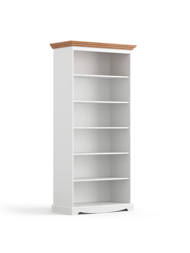 Bücherregal Belluno Elegante weiß lackiert / gebeizt Eiche 89 / 44 / 190cm