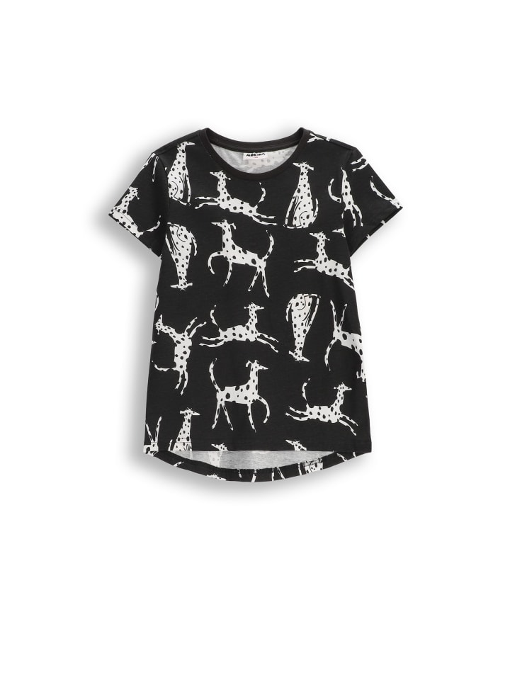 Baumwoll-T-Shirt mit kurzen Ärmeln in schwarz