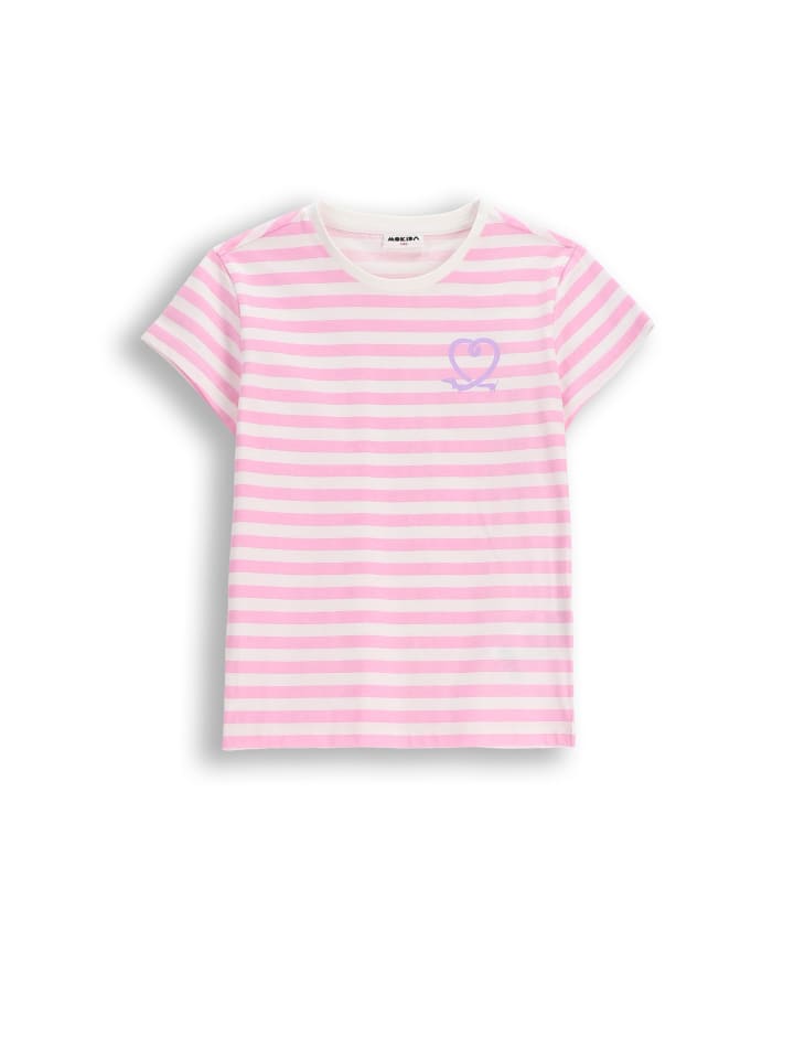 Baumwoll-T-Shirt mit kurzen Ärmeln in gedämpftes Rosa