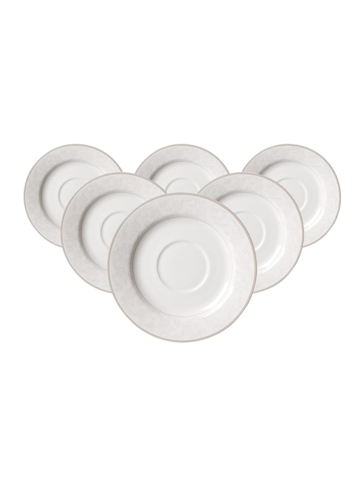 6er Set Kaffeeuntertassen Isabella in Beige ø 15,5 cm