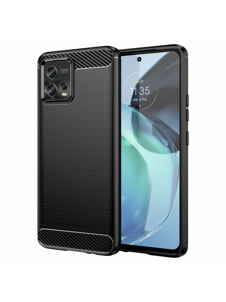 Carbon Case Hülle kompatibel mit Nokia G400 schwarz in Schwarz
