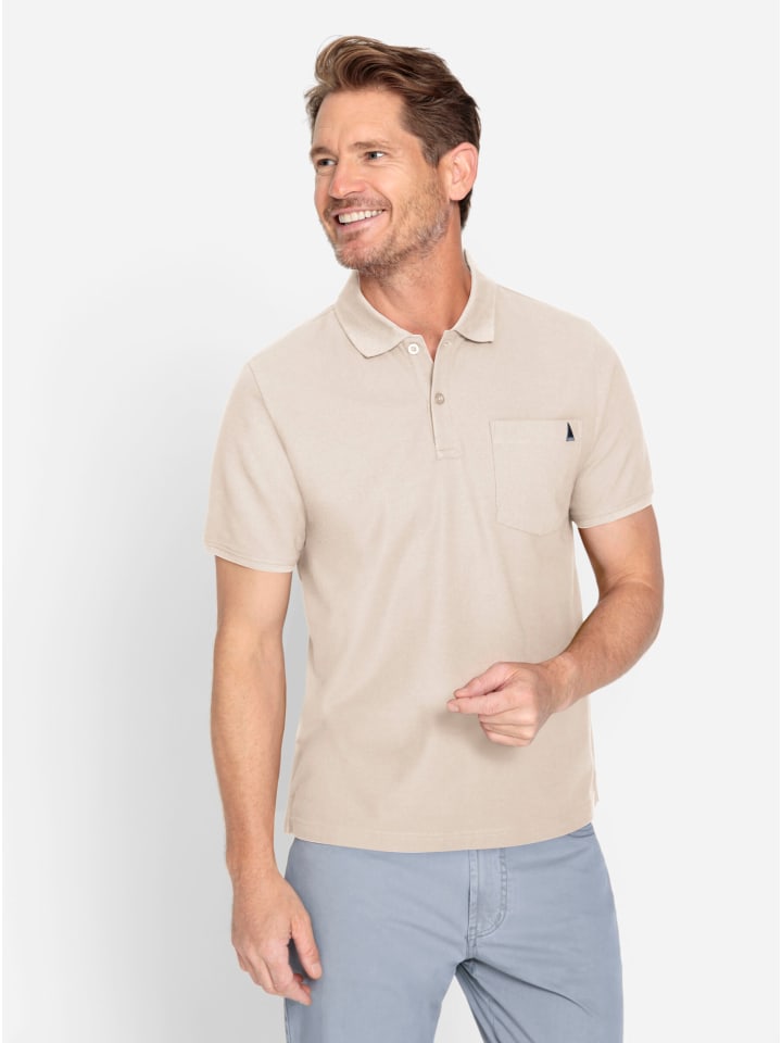 Kurzarm-Poloshirt in elfenbein