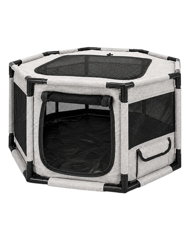 Welpenauslauf in Grau/ Schwarz - (B)72 x (H)45 x (T)72 cm