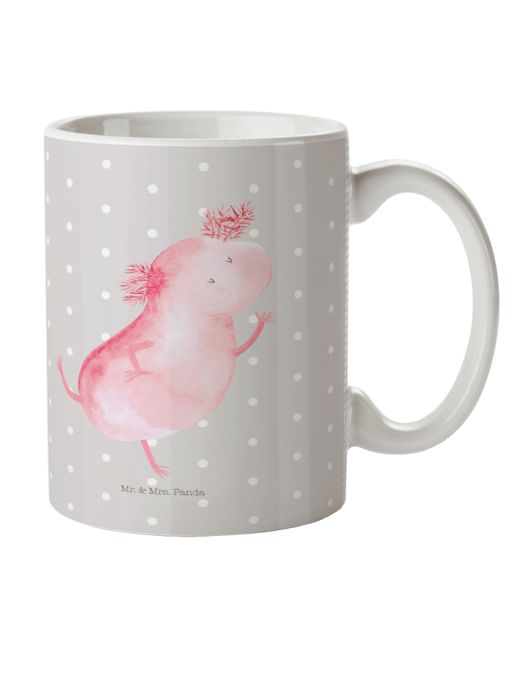 Kindertasse Axolotl Tanzen ohne Spruch in Grau Pastell