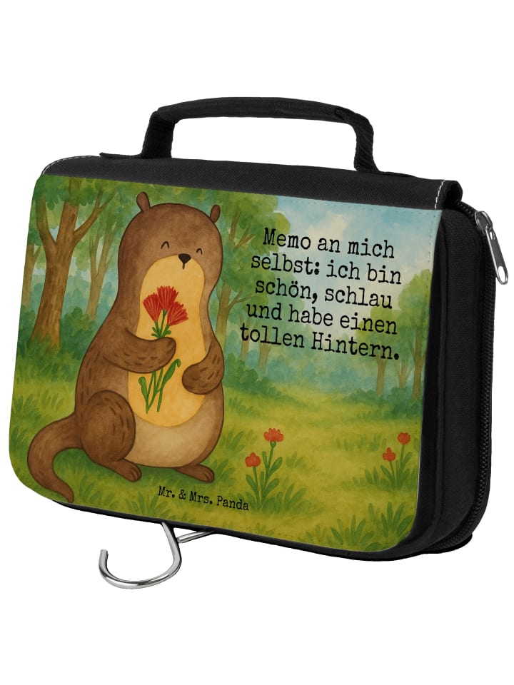 Kosmetiktasche Otter Blumenstrauß Design mit Sp... in Weiß