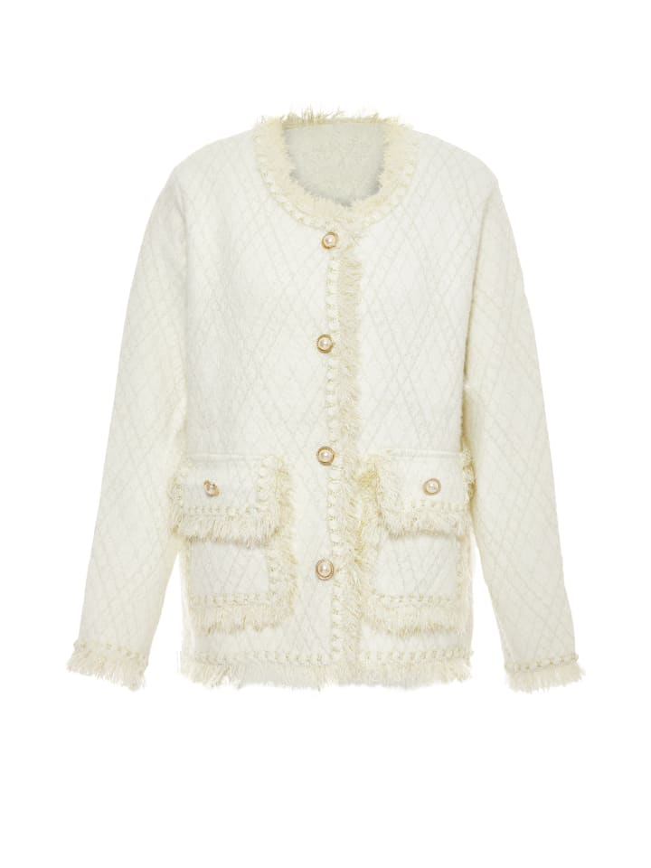Damen Strickjacke in Wollweiss
