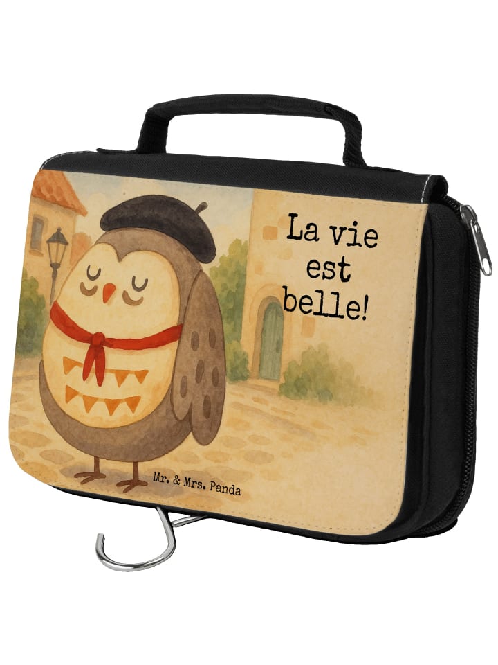 Beauty Case Eule Frankreich Design mit Spruch in Weiß