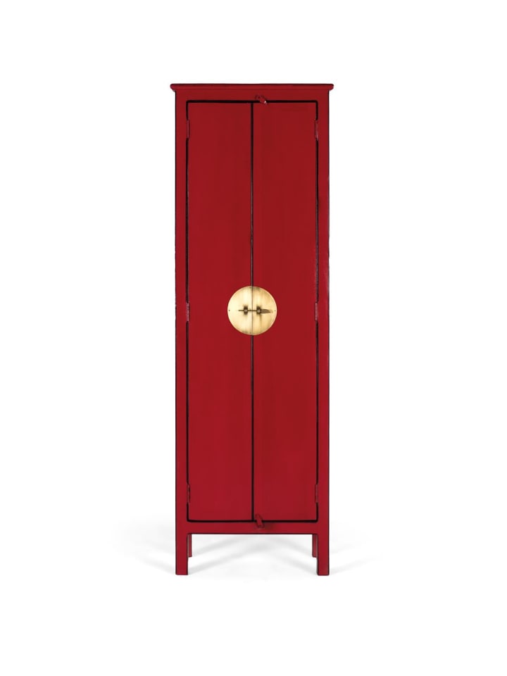 Handgefertigter 2-türiger Kleiderschrank aus Mangoholz in Red