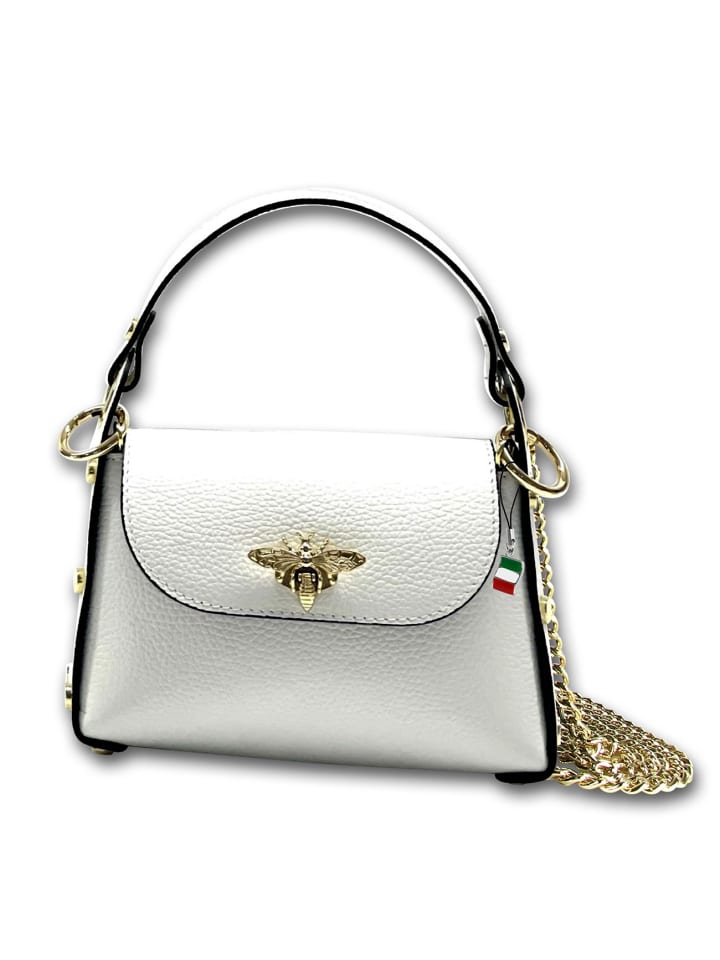 Leder Umhängetasche Florence Tasche weiß ca. 19cm