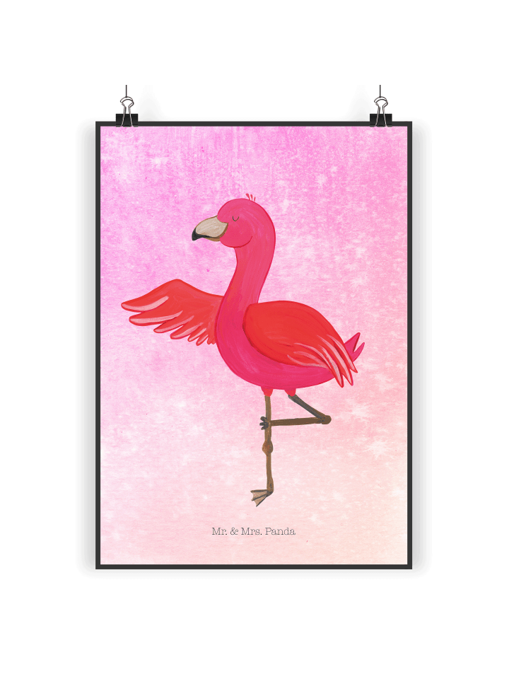 Print Flamingo Yoga ohne Spruch in Aquarell Pink