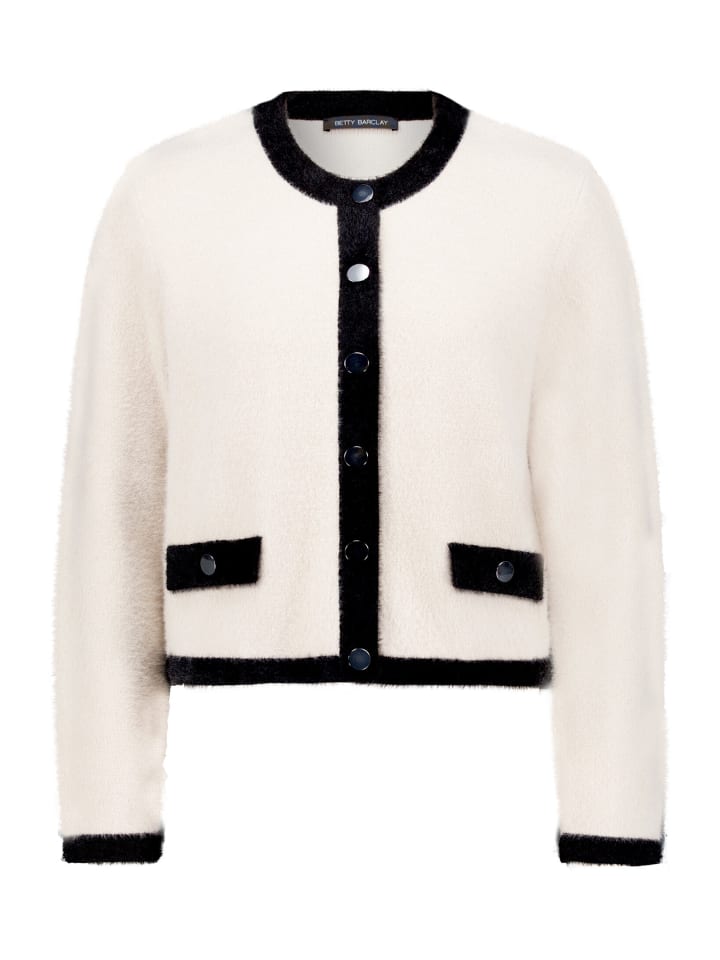 Grobstrickjacke mit Knopfleiste in Patch Beige/Black
