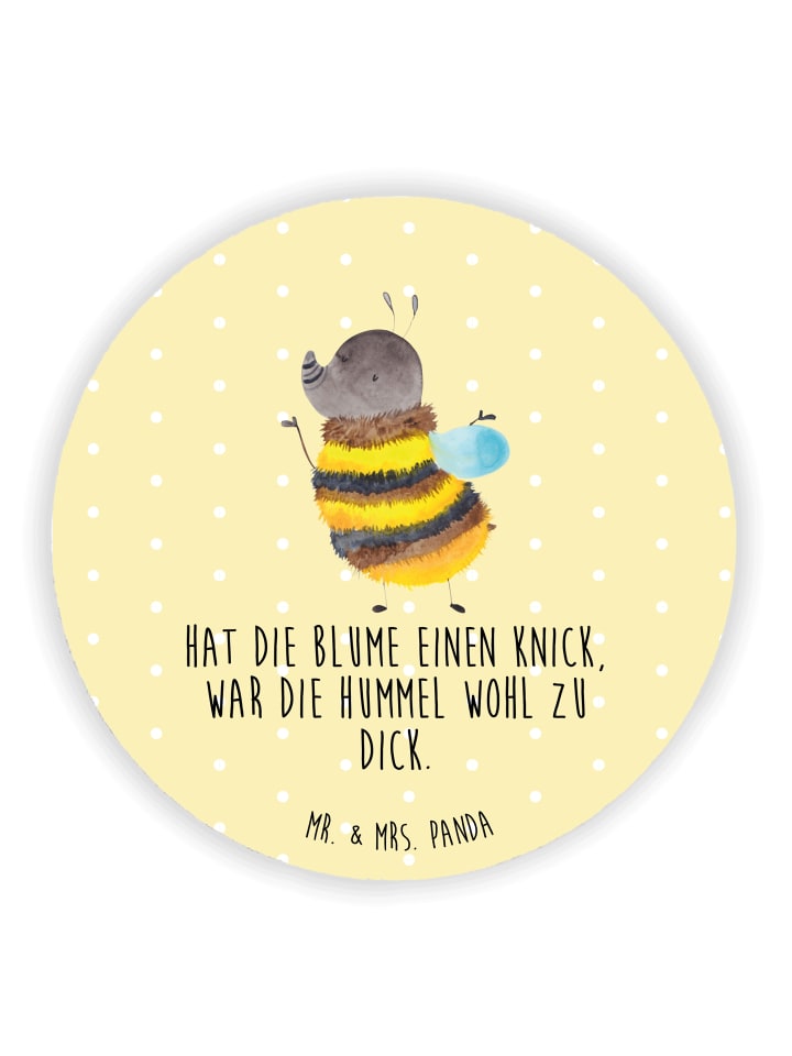 Kühlschrankmagnet Hummel flauschig mit Spruch in Gelb Pastell
