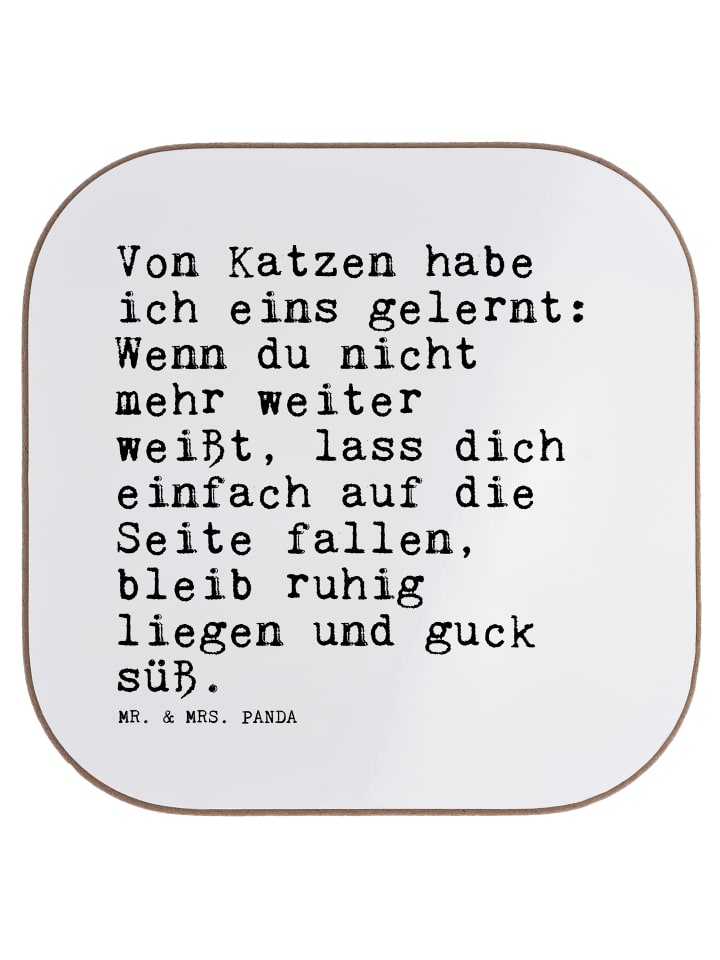 Untersetzer Von Katzen habe ich... mit Spruch in Weiß