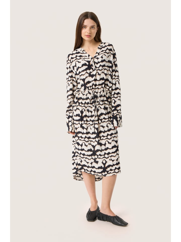 Kleid SLZaya Relaxed fit in Whitecap Gray Zig Zag