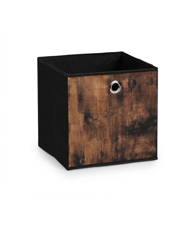 6 x Aufbewahrungsbox in Schwarz/ Braun - (B)26 x (H)26 x (T)26 cm