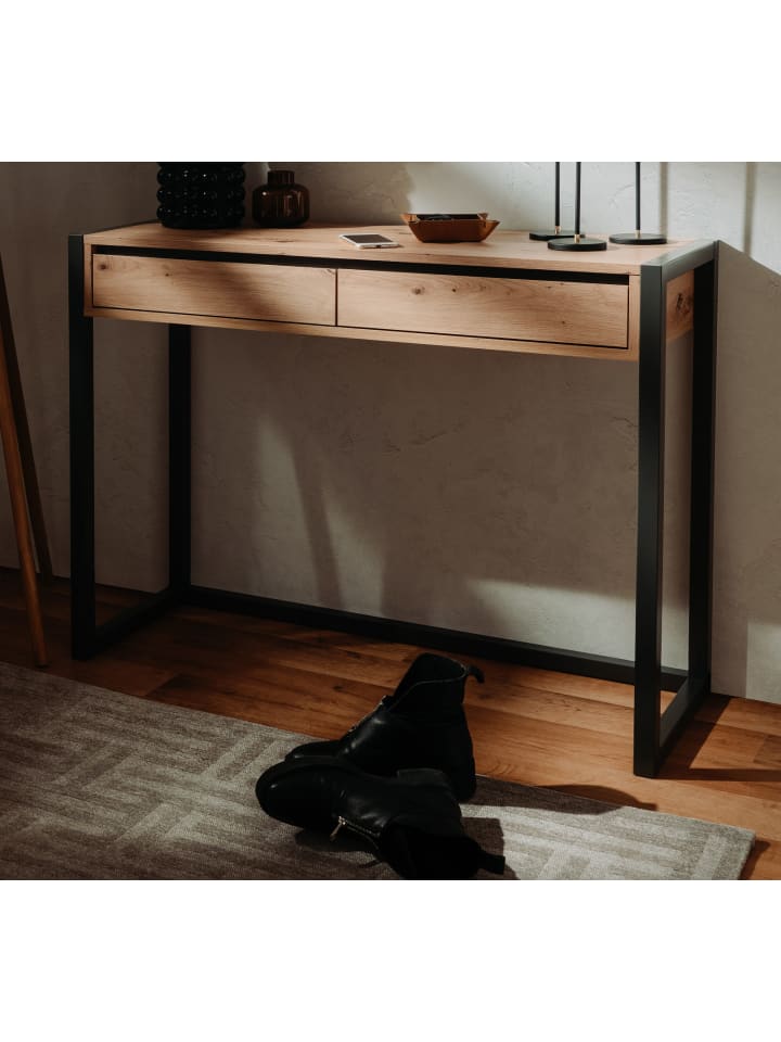 Konsolentisch Eiche Artisan, grau 100 cm, Ablagetisch mit Schubladen