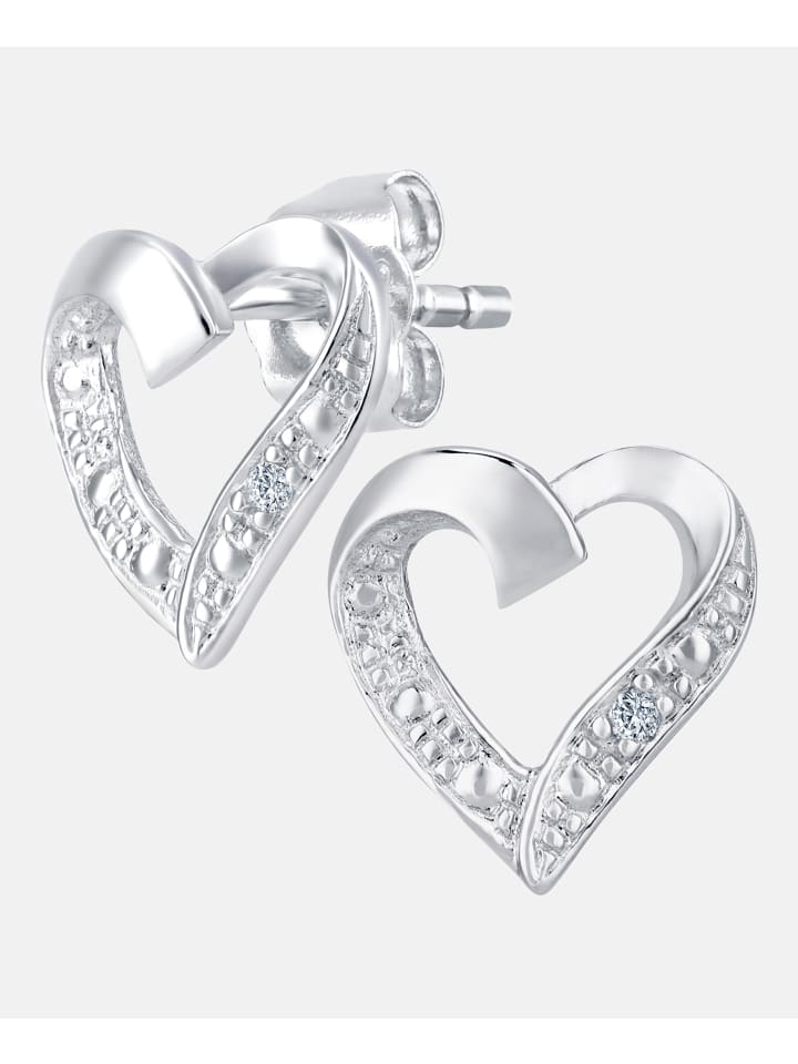Ohrstecker aus 375 Weißgold mit Diamant Herz-Design