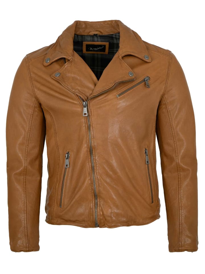 Bikerlederjacke Lammnappa in Karamell