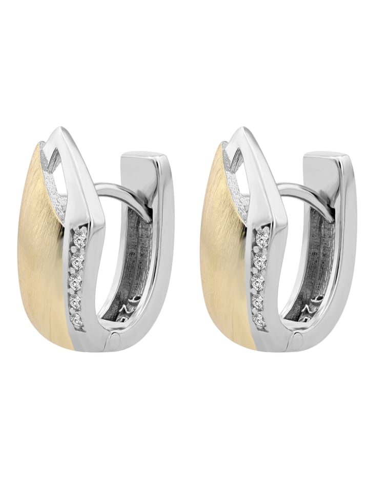 Damen Creolen aus 925 Silber mit Zirkonia in silber