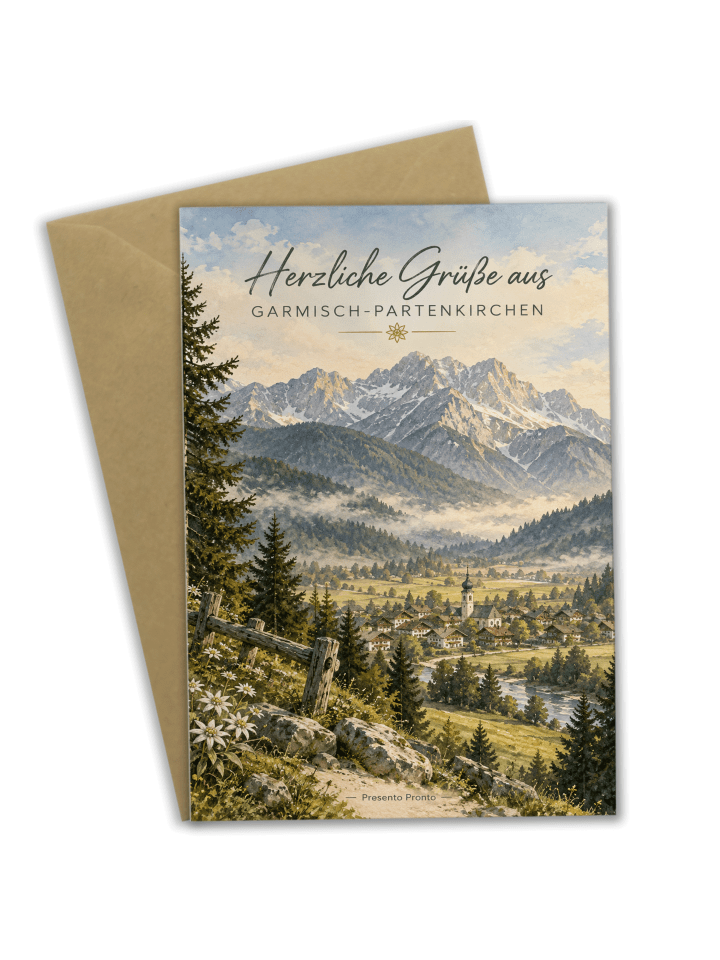 Klappkarte Landschaft elegant Design mit Spruch in Weiß