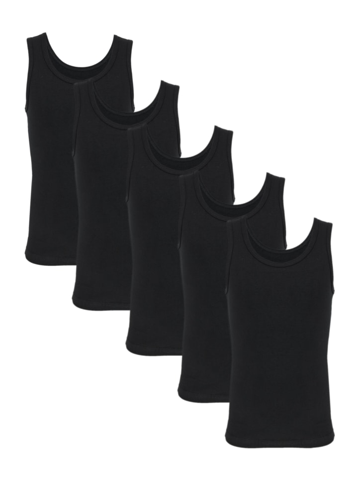 Kinder Jungen Unterhemd Ärmellos 5er Pack in schwarz