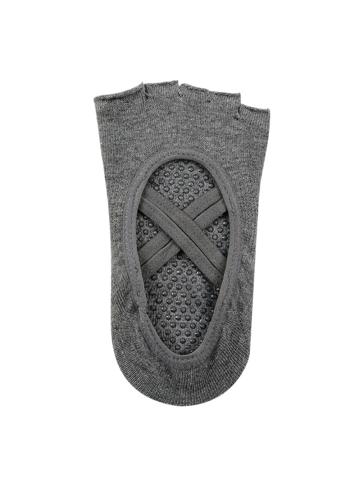 Yoga-Zehensocken mit Doppelkreuz - offene Zehen in Grau
