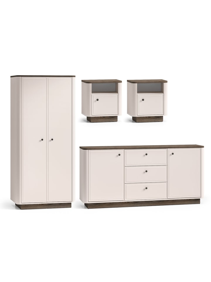 Schlafzimmer-Set Vilavio Kaschmir | Windmill Eiche dunkel 372 / 53 / 200cm
