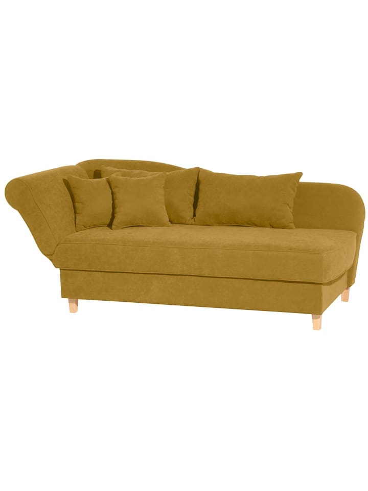 RECAMIERE mit Armteil links klappbar Katia Bezug Veloursstoff Buche natur / mais