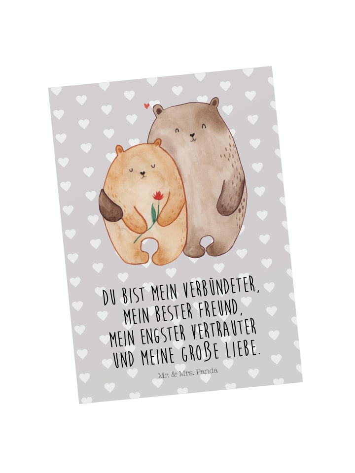 Postkarte Bären Liebe mit Spruch in Grau Pastell