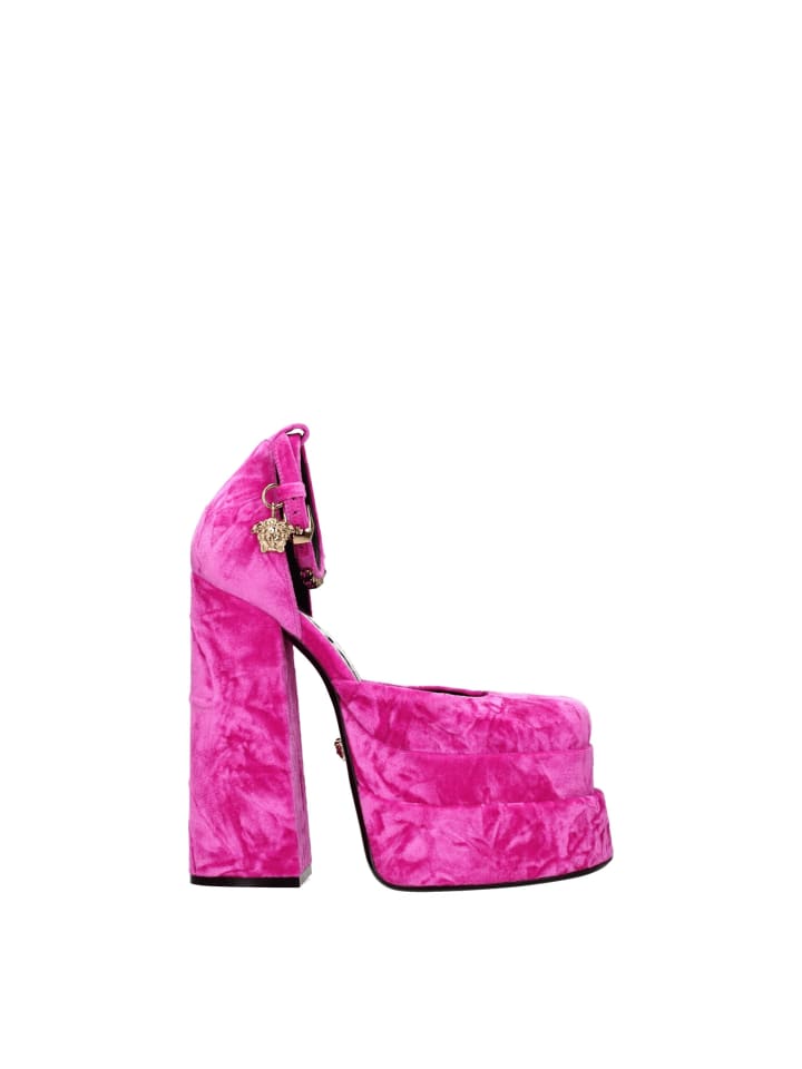 Pink Samt Plateau Sandalen