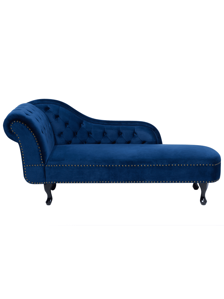 Chaiselongue NIMES in Blau/Schwarz - (W) 169 x (H) 79 x (L) 61 cm linksseitig