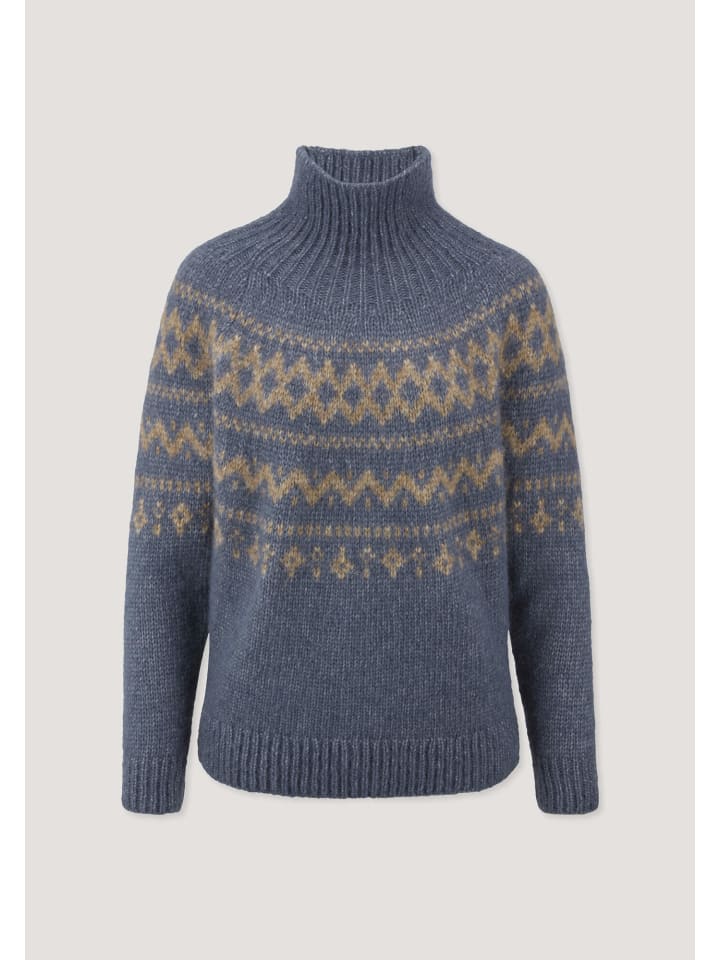 Hessnatur Rollkragenpullover Relaxed aus Alpaka und Bio-Baumwolle in graphitblau