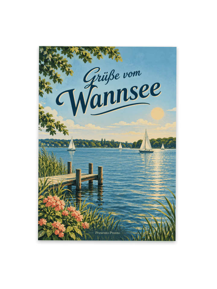 Postkarte See elegant Design mit Spruch in Weiß