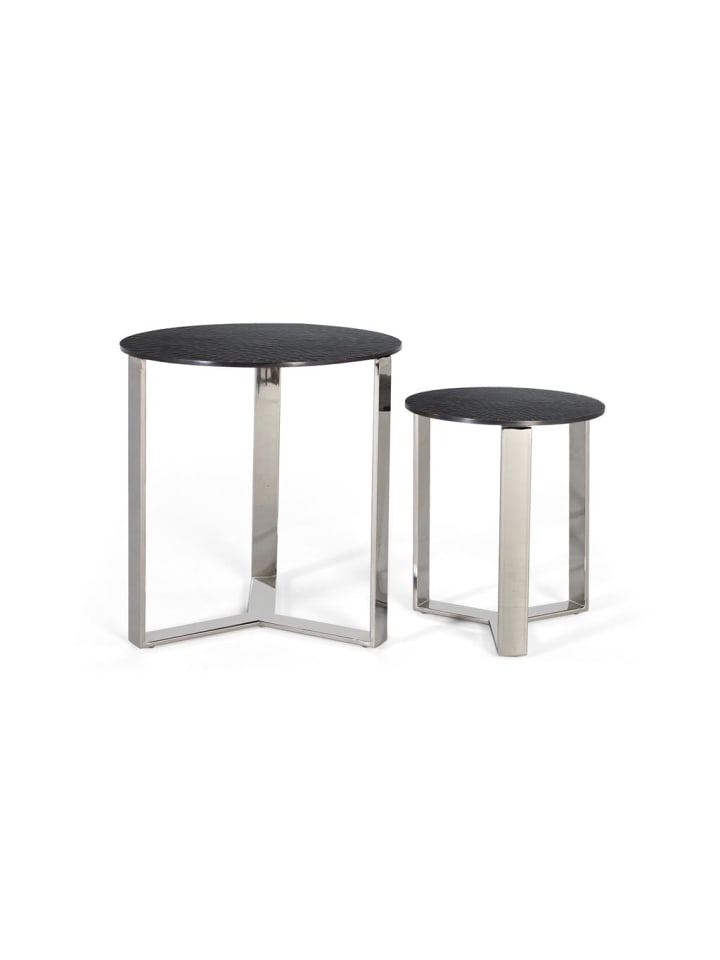 2-tlg Set: Handgefertigten Couchtischen aus Metall in Black