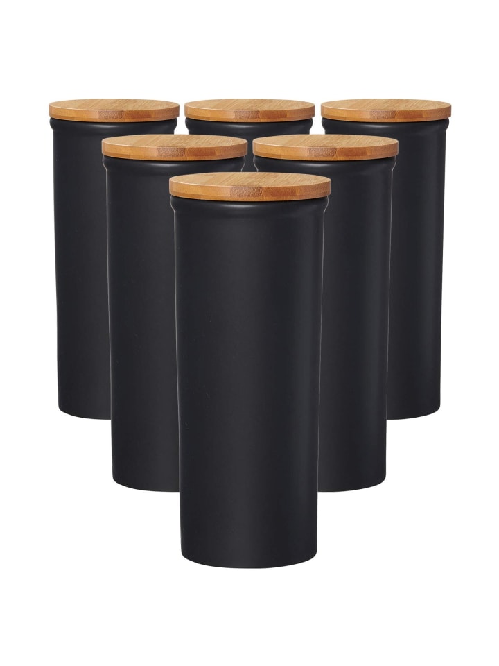 6er Set Vorratsdosen Jasper in Schwarz-Braun 1,6 l
