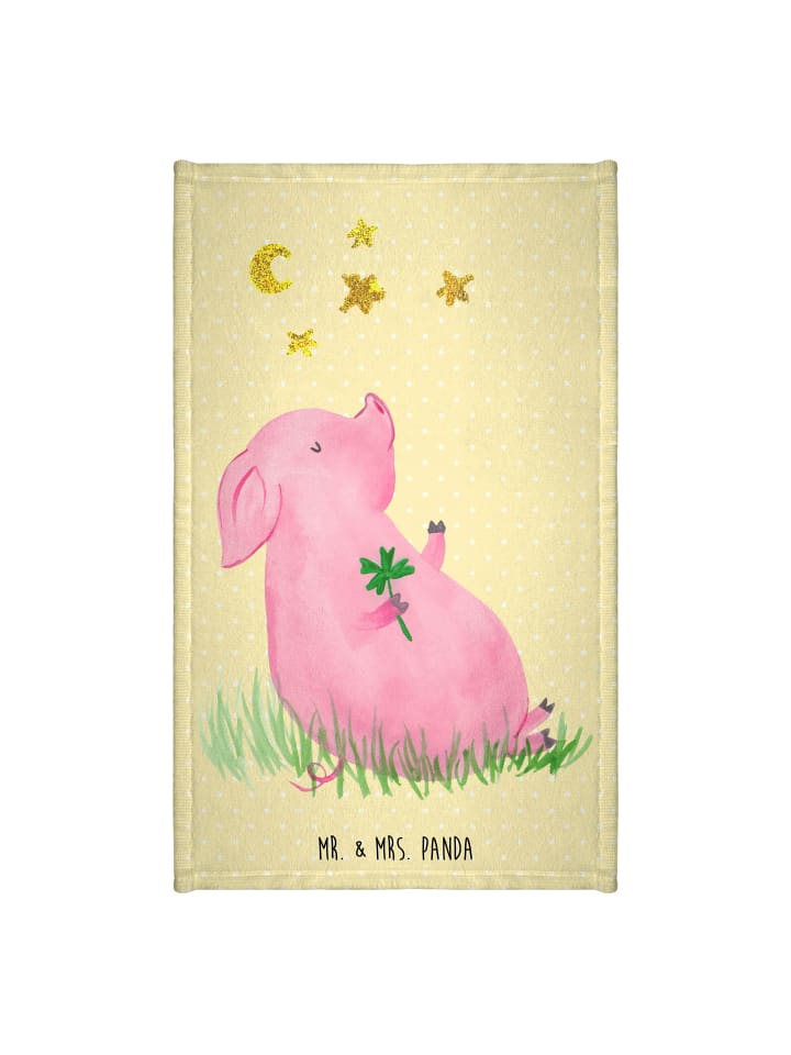 Handtuch Schwein Glück ohne Spruch in Gelb Pastell
