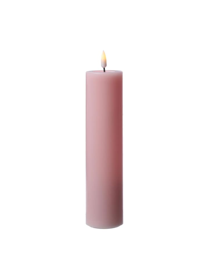 LED Kerze Mia Echtwachs flackernd H: 20cm D: 5cm in rosa