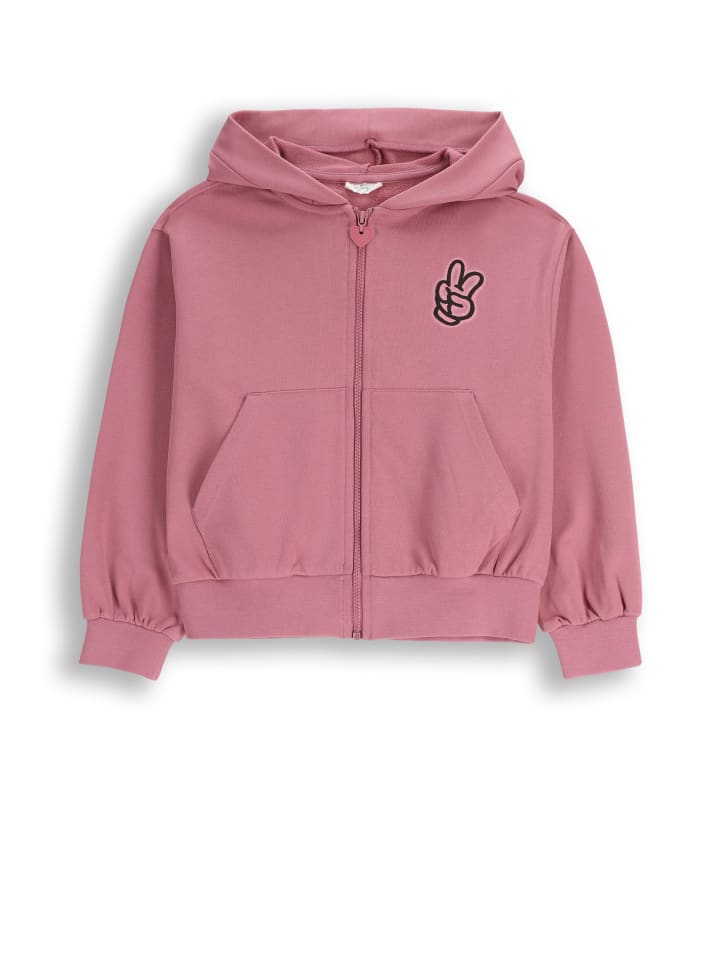 Kapuzensweatjacke mit Reißverschluss in gedämpftes Rosa