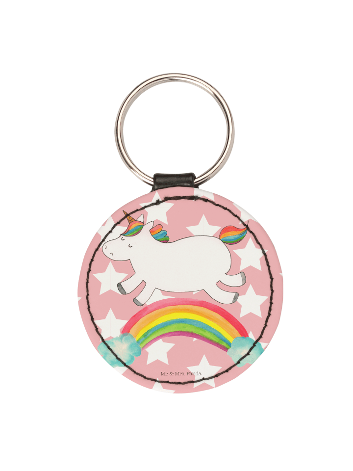 Schlüsselanhänger Einhorn Regenbogen ohne Spruch in Rot Pastell
