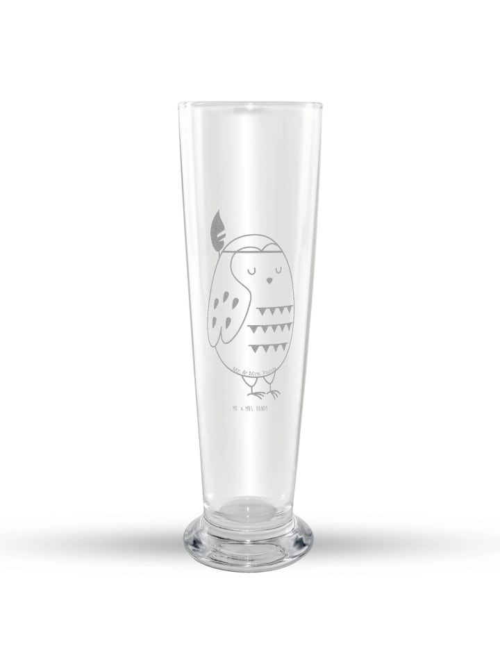 Bierglas Eule Federschmuck ohne Spruch in Transparent