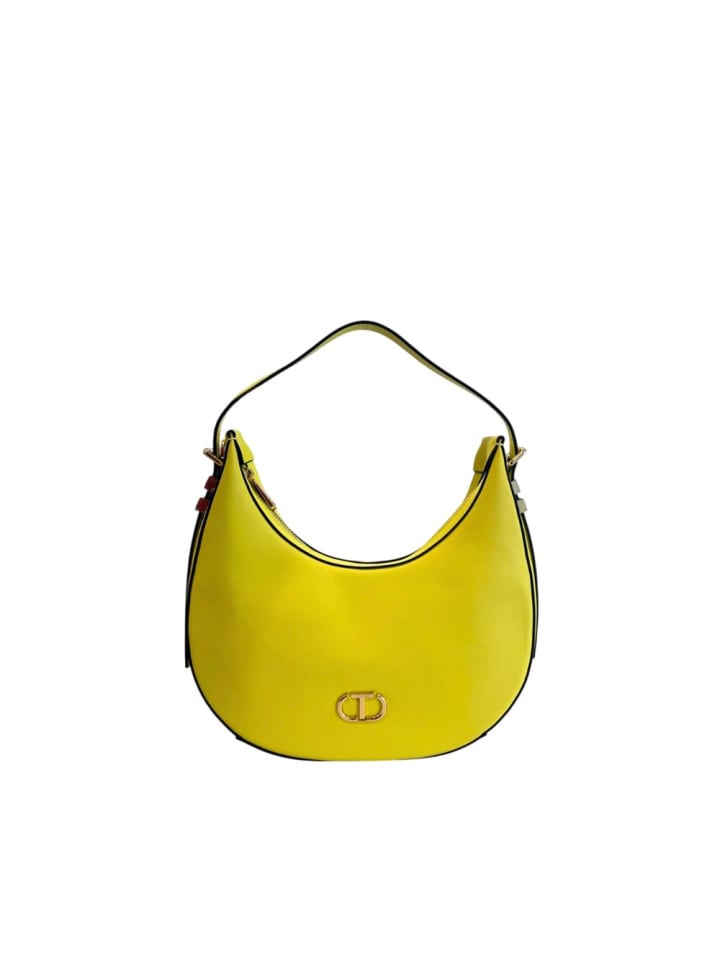 Zweifarbig Gelb PU Damen Schulter Tasche