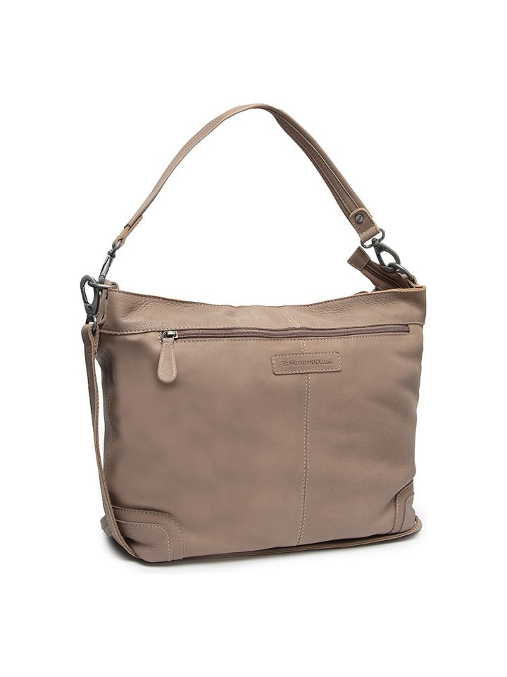 Astero Schultertasche Leder 32 cm taupe