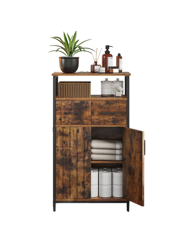 Sideboard Daxton in Vintagebraun-Schwarz - (B)30 x (H)108 x (T)60 cm