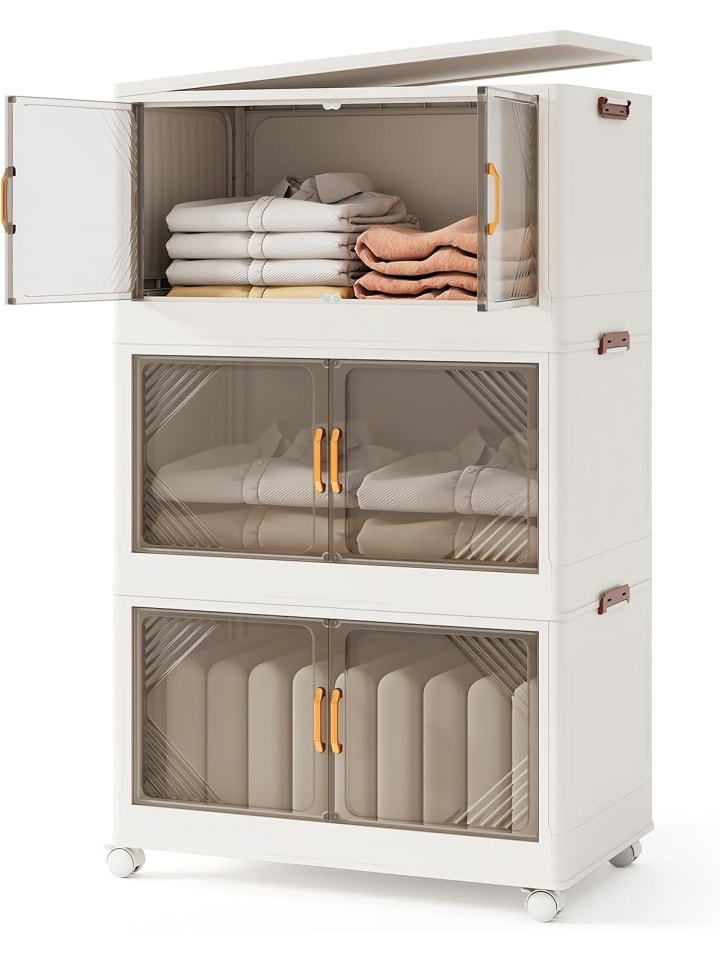 Aufbewahrungsbox mit Deckel 3 tlg. 65 cm breite in Weiß
