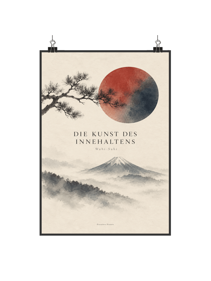 Plakat Berg gelassen Design mit Spruch in Weiß