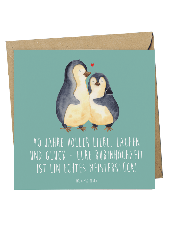 Deluxe Karte 40. Hochzeitstag Rubinhochzeit mit... in Meeresbrise