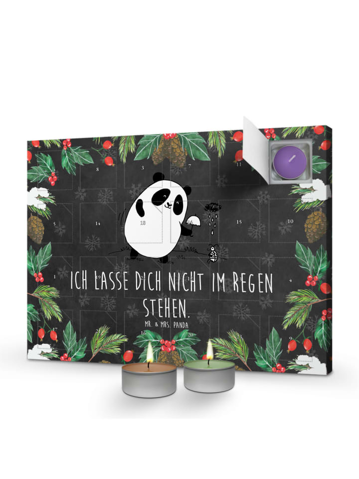 Adventskalender Panda ZuMenschmenhalt mit Spruch in Kreidetafel