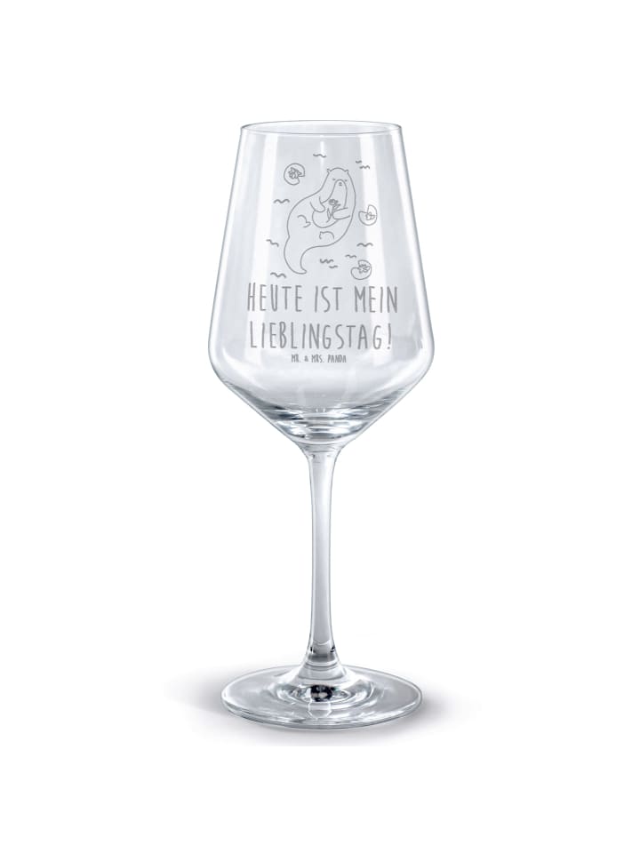 Weinglas Otter Seerose mit Spruch in Transparent